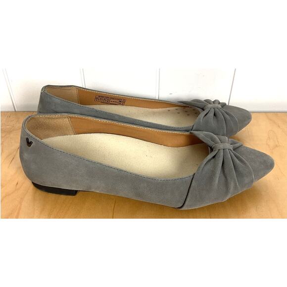 Vionic Gramercy Suede Ballet Flats with Bow Detailing in Gray Size 9 - Picture 2 of 7